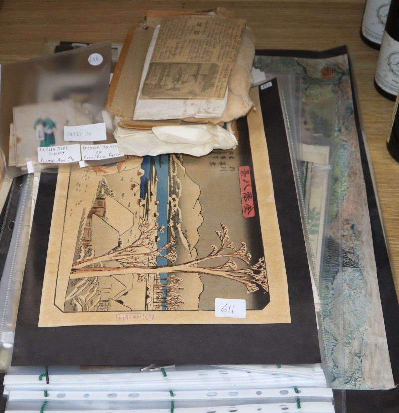 A quantity of Chinese/Japanese paintings etc